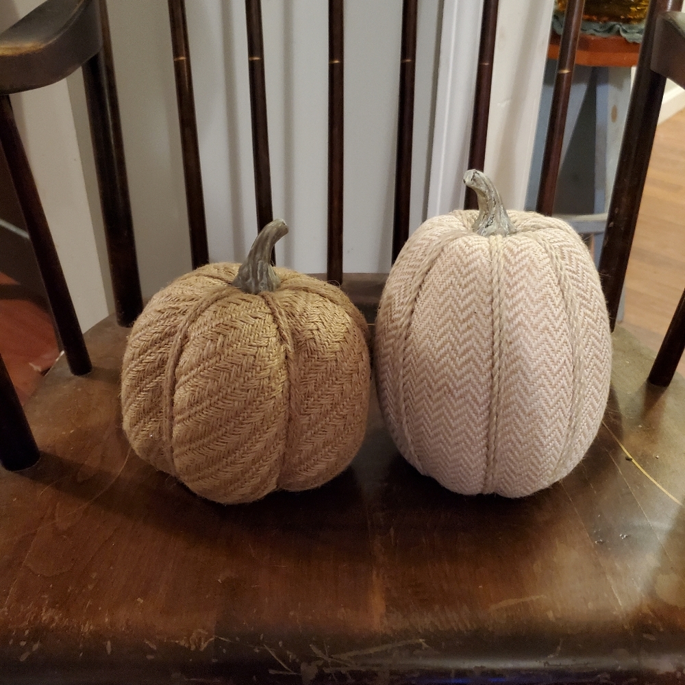 Pair of burlap pumpkins